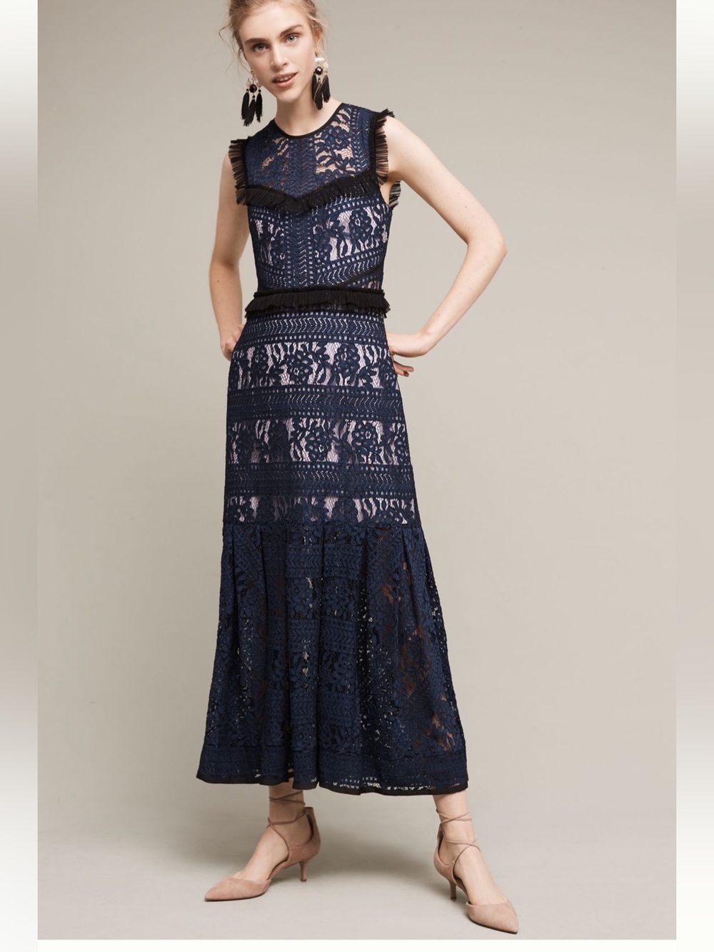 Three Floor Laced Dusk Midi Dress